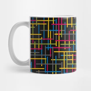 Colourful Intersecting Lines Pattern (Black) Mug